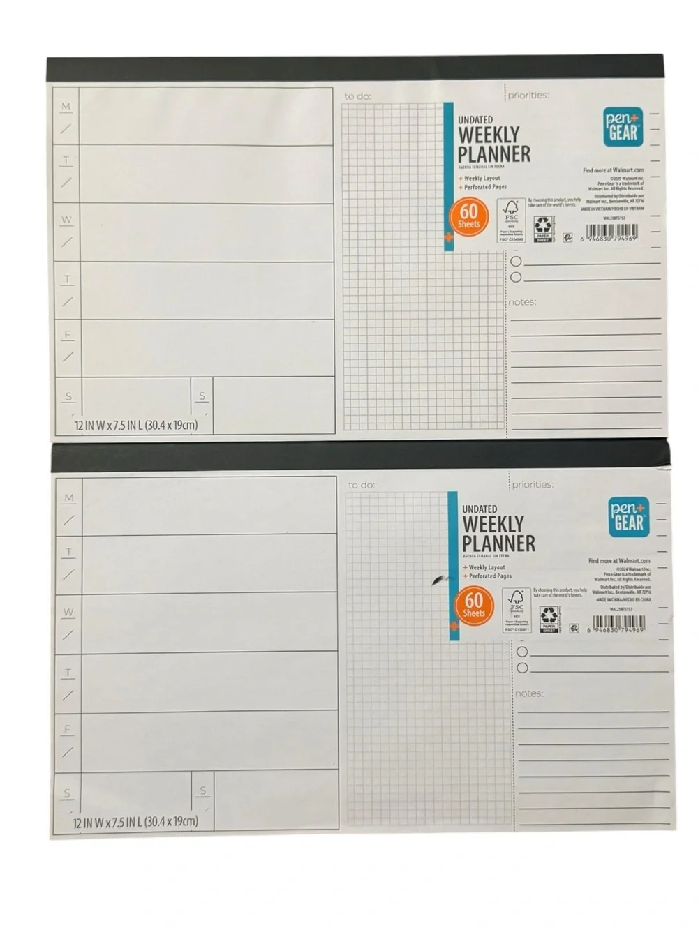Set of 2 Pen+Gear Weekly Undated 12